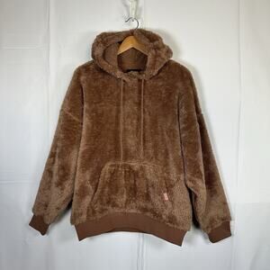 UGG Loyra Sherpa Hoodie Women Size M Drop Shoulder Kangaroo Pocket Cozy